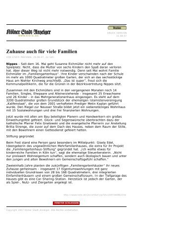 Kölner Stadt-Anzeiger vom 29.08.07, pdf - Familiengartenhaus Stiftung