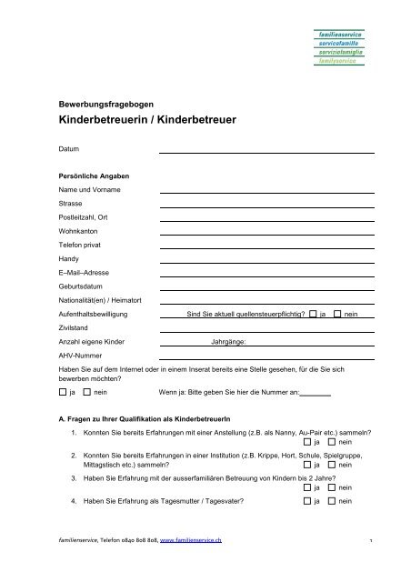 Kinderbetreuerin / Kinderbetreuer - Familienservice