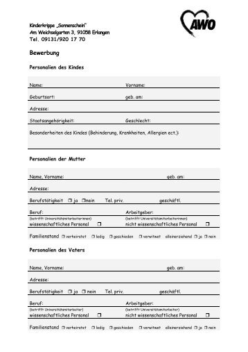 Bewerbung - Familienservice