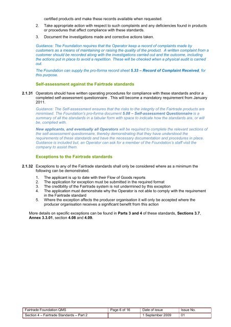 Fairtrade Standards for UK Operators In four parts Part 2