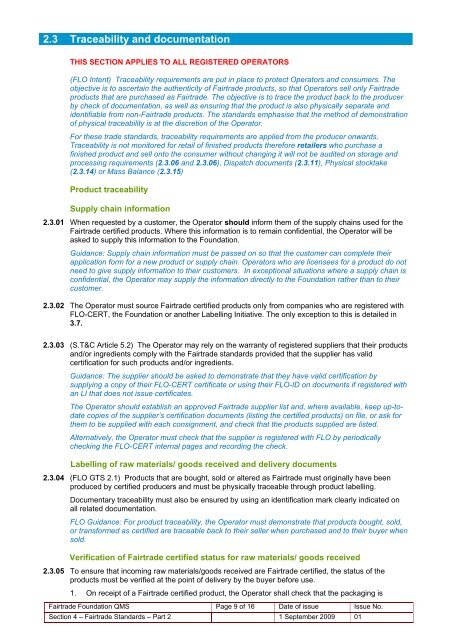 Fairtrade Standards for UK Operators In four parts Part 2