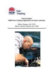 Issues Paper NSW Fair Trading regulation of motor vehicles Motor ...