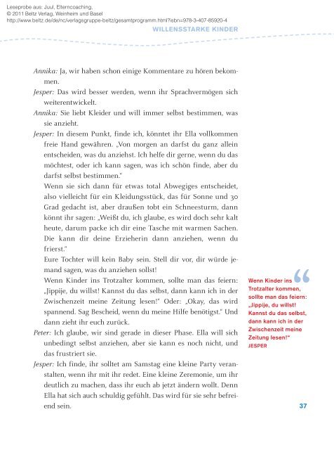 Leseprobe aus: Juul, Elterncoaching, ISBN 978-3-407 ... - Familylab