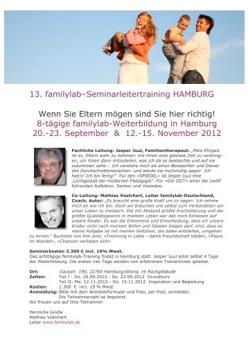 13. familylab–Seminarleitertraining HAMBURG Wenn Sie Eltern ...