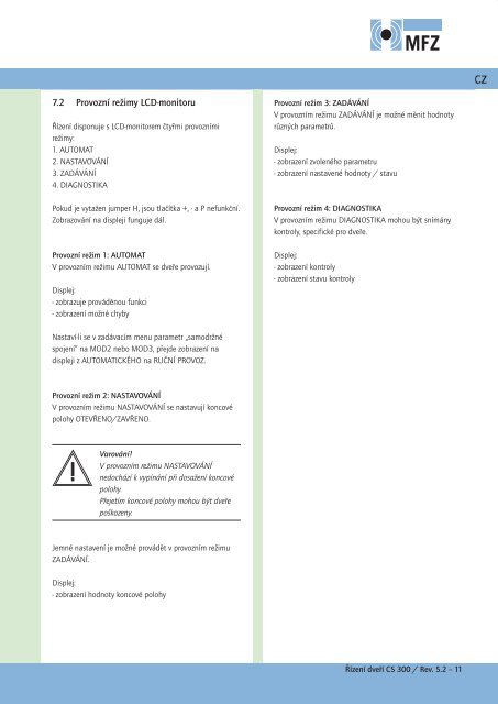 Řídící jednotka CS 300-Rev05-2-CZ (pdf)