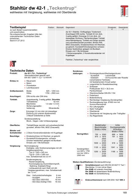 Technische Daten (pdf) - Teckentrup
