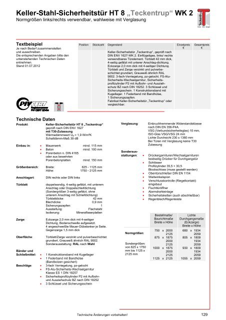 Technische Daten (pdf) - Teckentrup