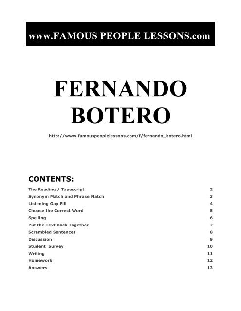 FERNANDO BOTERO - Famous People Lessons.com