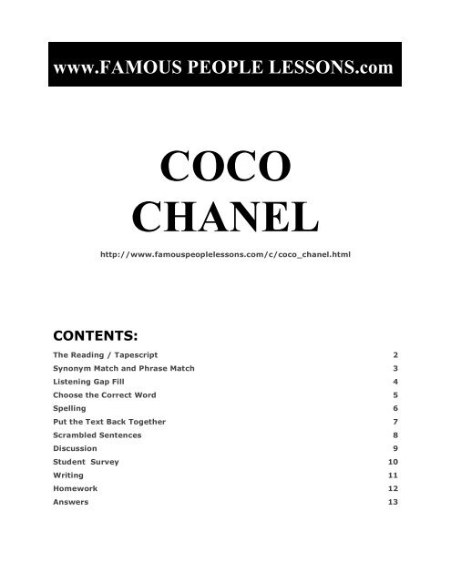 COCO CHANEL - Famous People Lessons.com