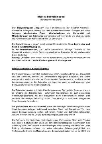 Infoblatt zum Babysittingpool - Familienservice - Friedrich-Alexander ...