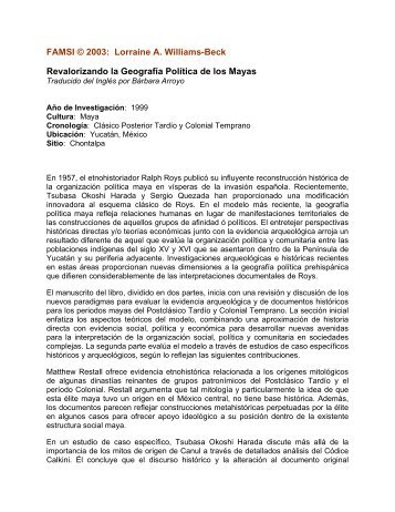 Revalorizando la Geografía Política de los Mayas - Famsi