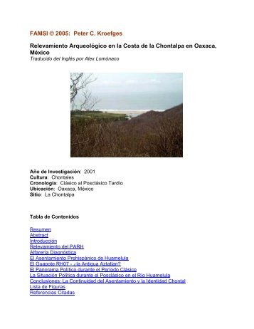 Relevamiento Arqueológico en la Costa de la Chontalpa en ... - Famsi