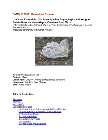 La Costa Escondida: Una Investigación Arqueológica del ... - Famsi
