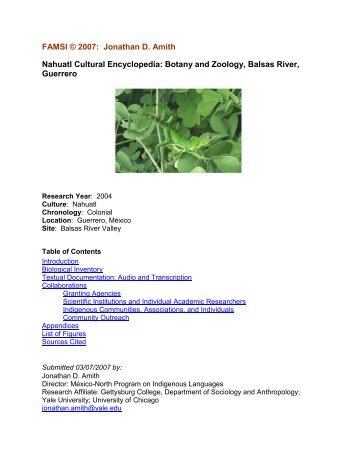 Nahuatl Cultural Encyclopedia: Botany and Zoology, Balsas ... - Famsi