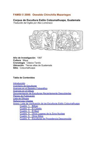 Corpus de Escultura Estilo Cotzumalhuapa, Guatemala - Famsi