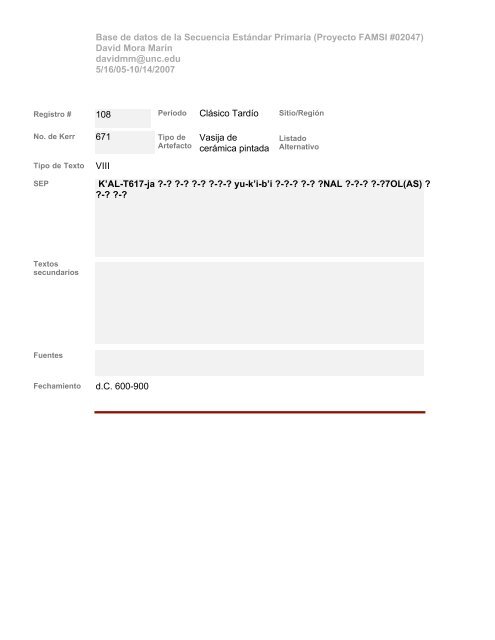 Base de datos de textos SEP - Famsi