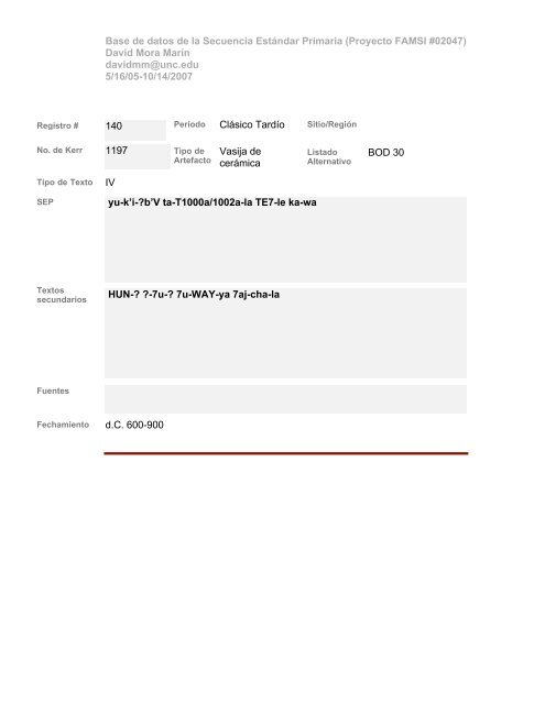 Base de datos de textos SEP - Famsi