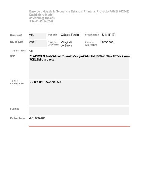 Base de datos de textos SEP - Famsi