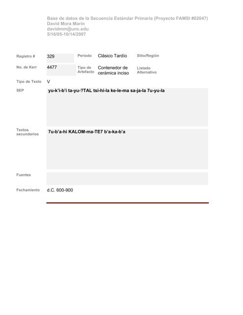 Base de datos de textos SEP - Famsi