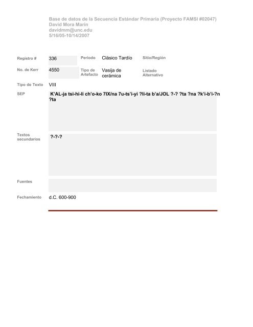 Base de datos de textos SEP - Famsi