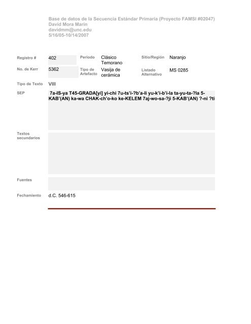 Base de datos de textos SEP - Famsi