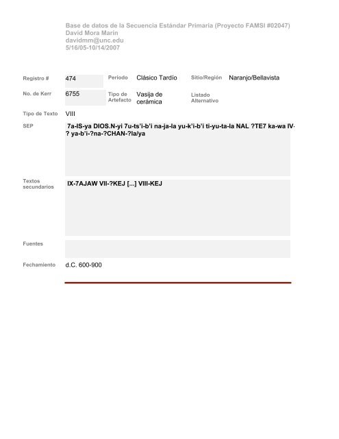 Base de datos de textos SEP - Famsi