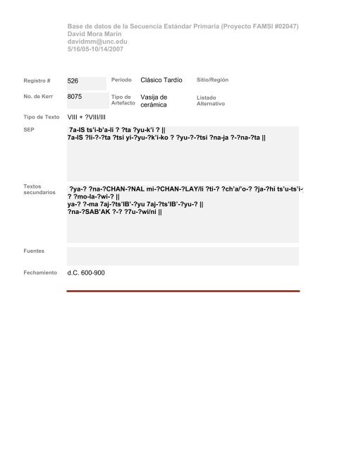 Base de datos de textos SEP - Famsi