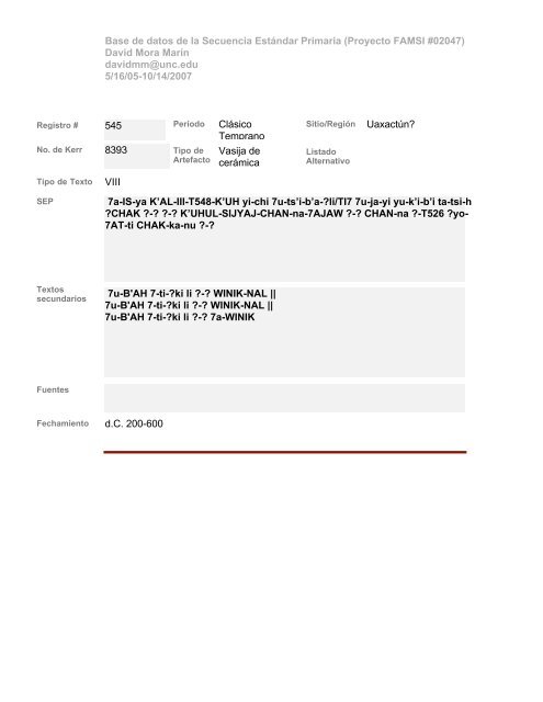 Base de datos de textos SEP - Famsi