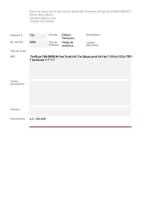 Base de datos de textos SEP - Famsi