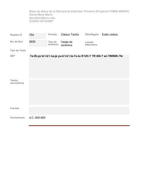 Base de datos de textos SEP - Famsi