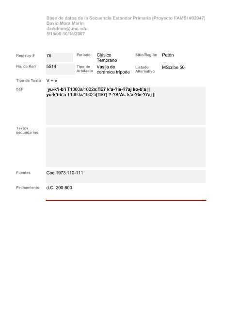 Base de datos de textos SEP - Famsi