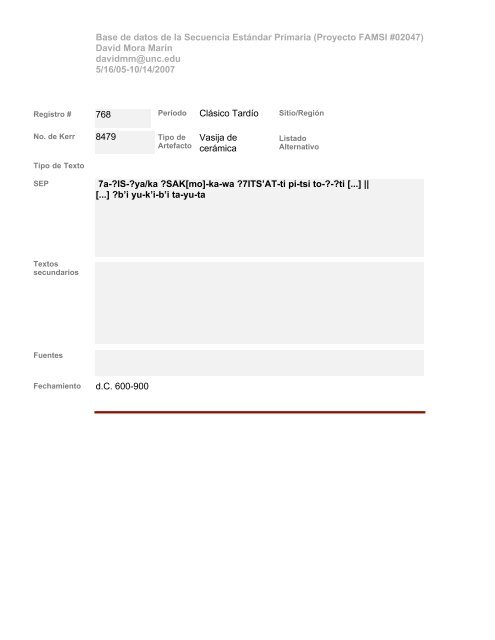 Base de datos de textos SEP - Famsi