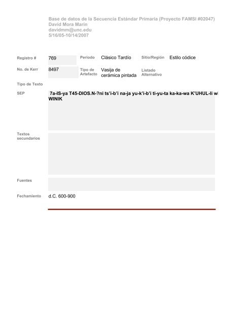 Base de datos de textos SEP - Famsi