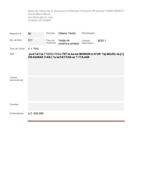 Base de datos de textos SEP - Famsi