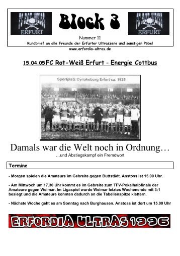 Damals war die Welt noch in Ordnung… - Erfordia Ultras