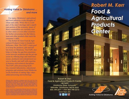 FAPC Brochure - Robert M. Kerr Food & Agricultural Products Center