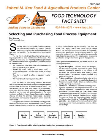 Selecting and Purchasing Food Processing Equipment