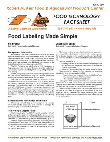 food technology fact sheet - Robert M. Kerr Food & Agricultural ...