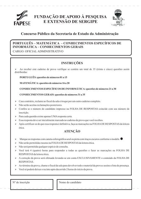 PDF) PROVAS Conhecimentos Gerais Conhecimentos Específicos