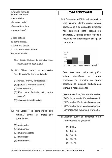 Categoria A - 4ª Série ou 5º ano - Fapese