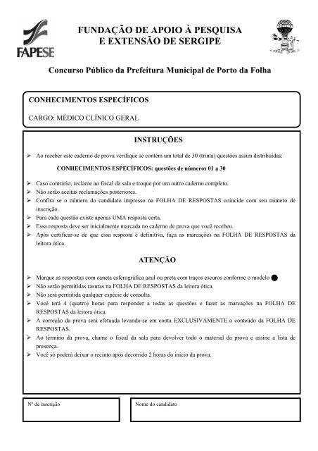 101- médico clínico geral - Fapese 101- médico clínico geral - Fapese