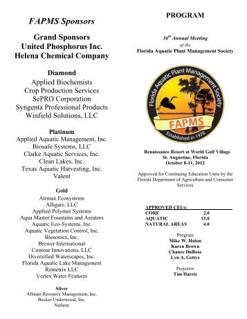 2012 Program - Florida Aquatic Plant Management Society