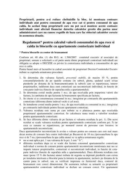 Skim Dead in the world remaining Regulament* pentru calculul valorii consumului de apa rece ... - FAPR Skim Dead in the world remaining Regulament* pentru calculul valorii consumului de apa rece ... - FAPR