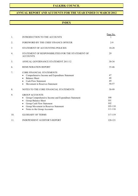 2011/2012 audited annual accounts - Falkirk Council