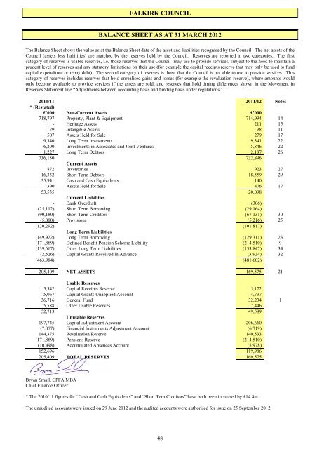 2011/2012 audited annual accounts - Falkirk Council