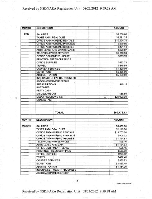 Supplemental Statement - FARA