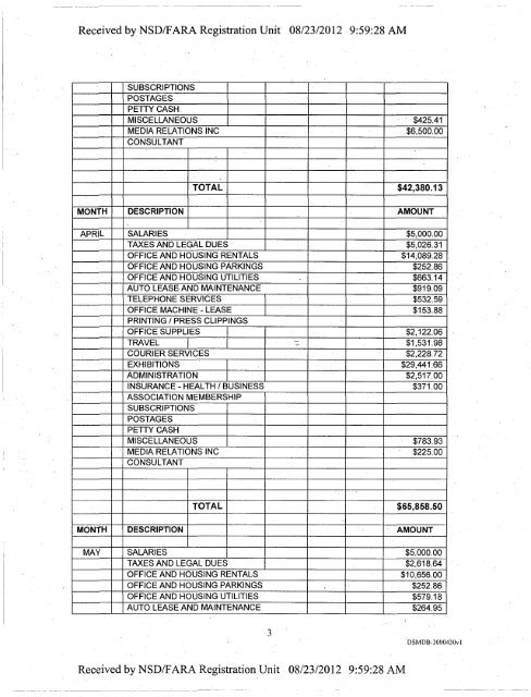 Supplemental Statement - FARA