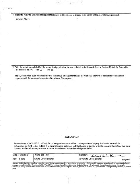 us Department of Justice Exhibit B to Registration Statement ... - FARA