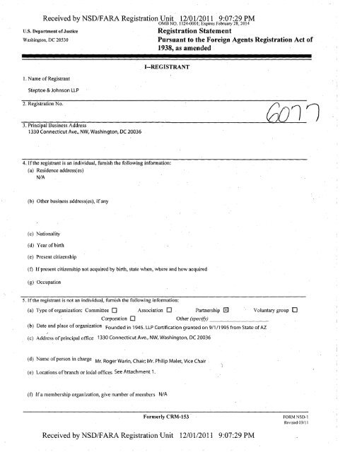 Registration Statement - FARA