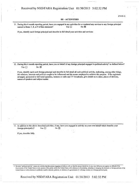 Supplemental Statement - FARA